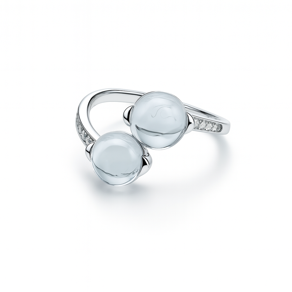 moi toi silver ring with two large topaz