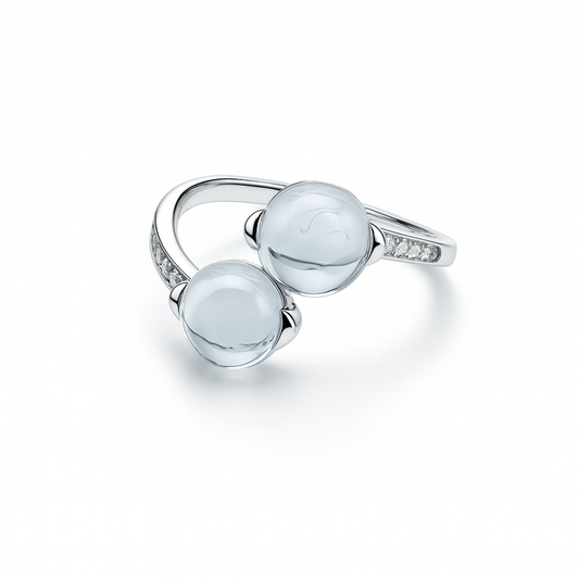 moi toi silver ring with two large topaz